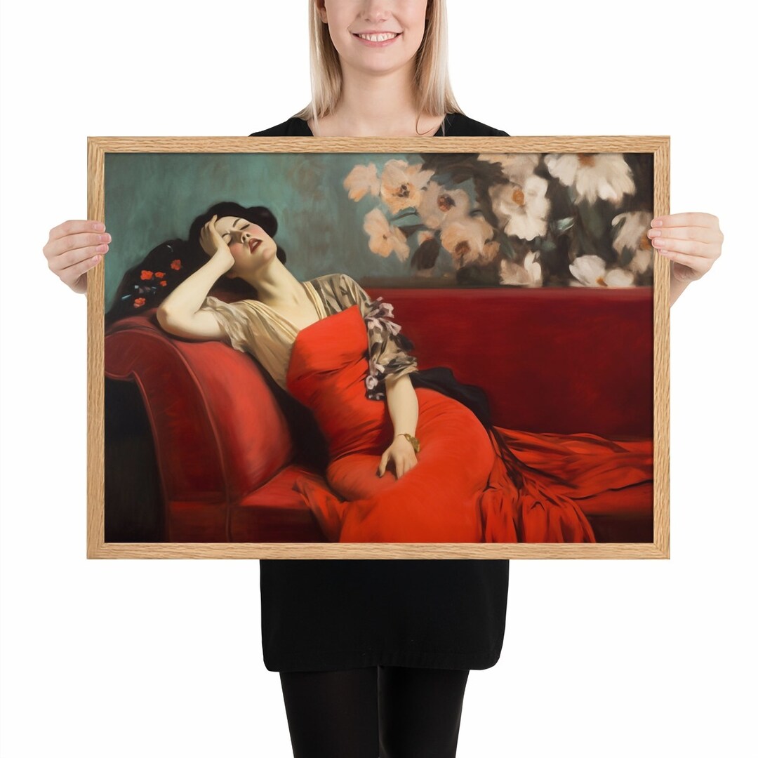 Decadent Young Woman | Woman Portrait | Vintage Wall Art | Red Art ...