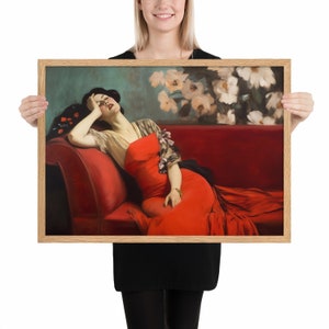 Decadent Young Woman | Woman Portrait | Vintage Wall Art | Red Art | After the Dance | Moody Wall Decor | Printable Art | Digital
