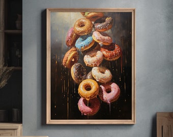 Donuts Lover Digital Gift Idea Sweet Dessert Instant Download Print Food Themed Kitchen Decor Food Wall Art Printable Foodie Friend Present