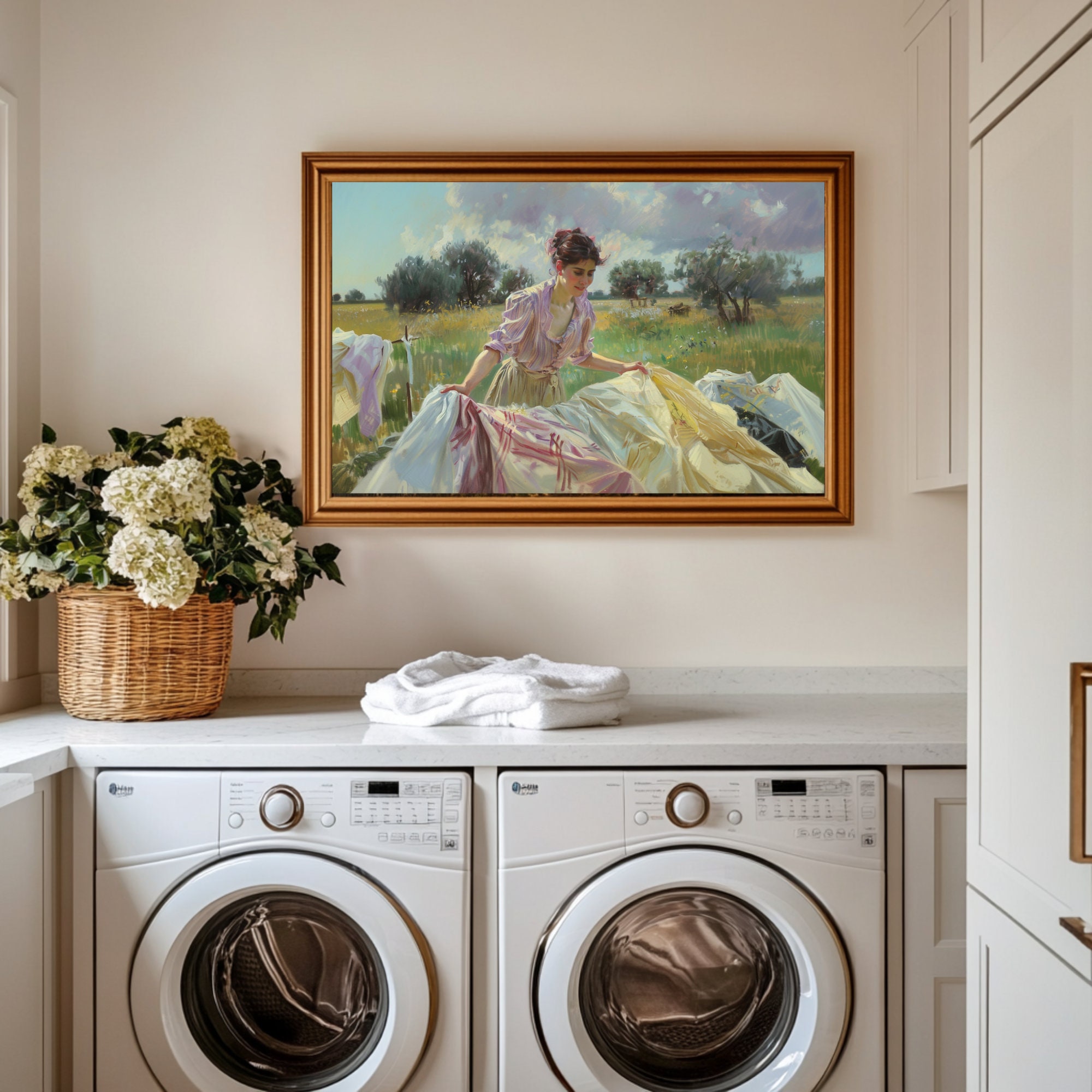 Vintage Laundry Day Art Print: Rustic Cottagecore Decor (digital ...