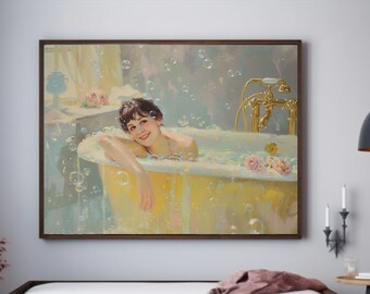 Bathroom Modern Print Yellow Colorful Wall Pop Art Bath Tub Poster ...
