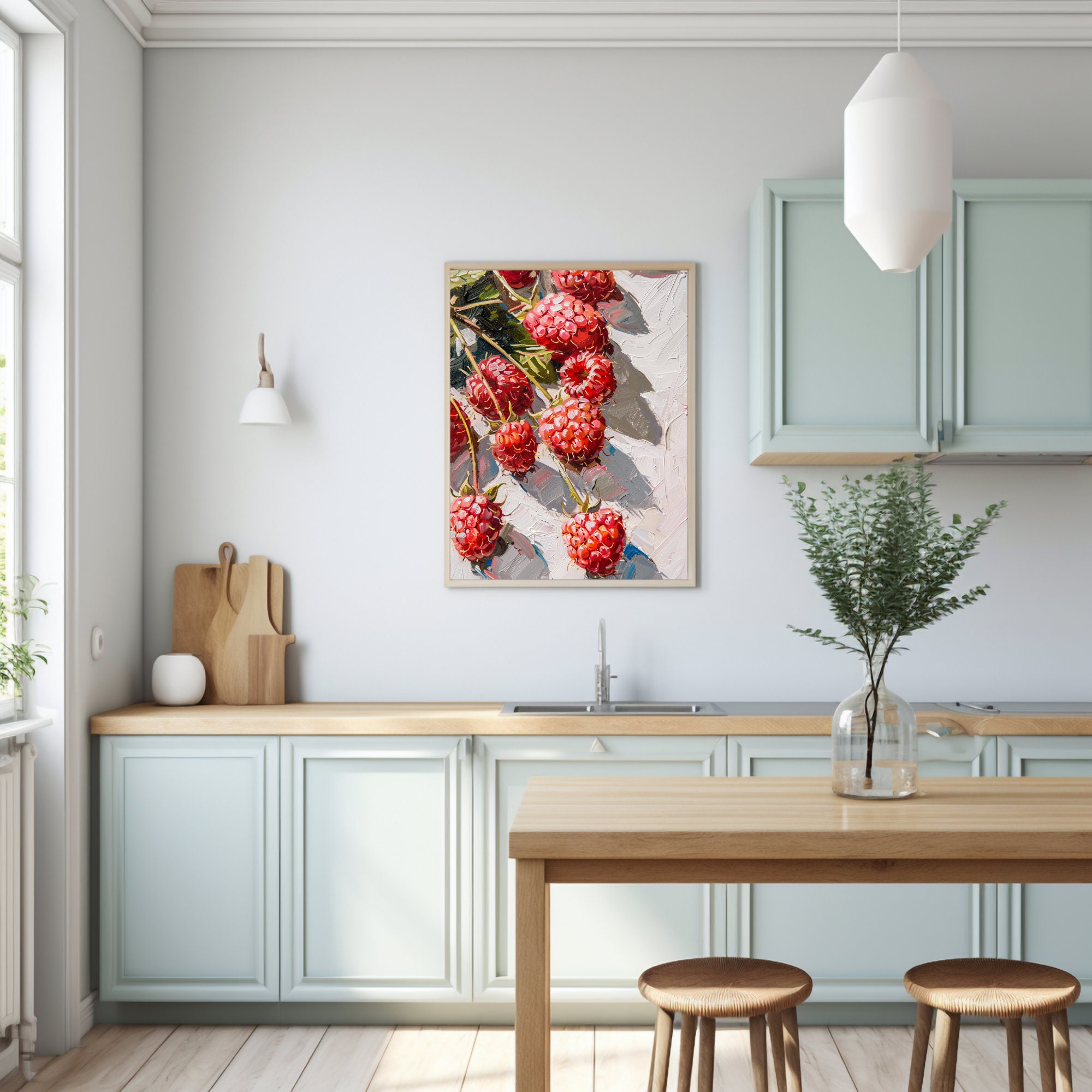 Toy Kitchen Raspberry Raspberry Oil Painting: Vibrant Kitchen Wall Art (digital Download) - Etsy