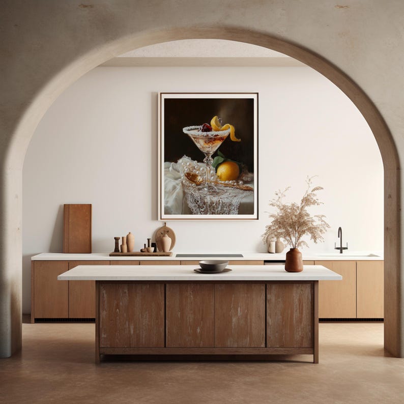 Drink Rococo Martini Cocktail Art Print, Rococo Still Life Wall Art, Luxury Baroque ...