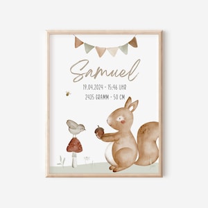 Geburtsposter personalisiert mit Geburtsdaten Poster Geburtstafel Babyzimmer Geschenk zur Geburt Taufe Junge und Mädchen boho Wandbild Deko