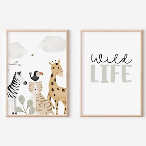 Poster Set Zootiere A4 & A3 Kinderposter Poster Kinderzimmer Kinder Geschenk Junge Poster Kinder Tierposter Poster Tiere Poster Safaritiere