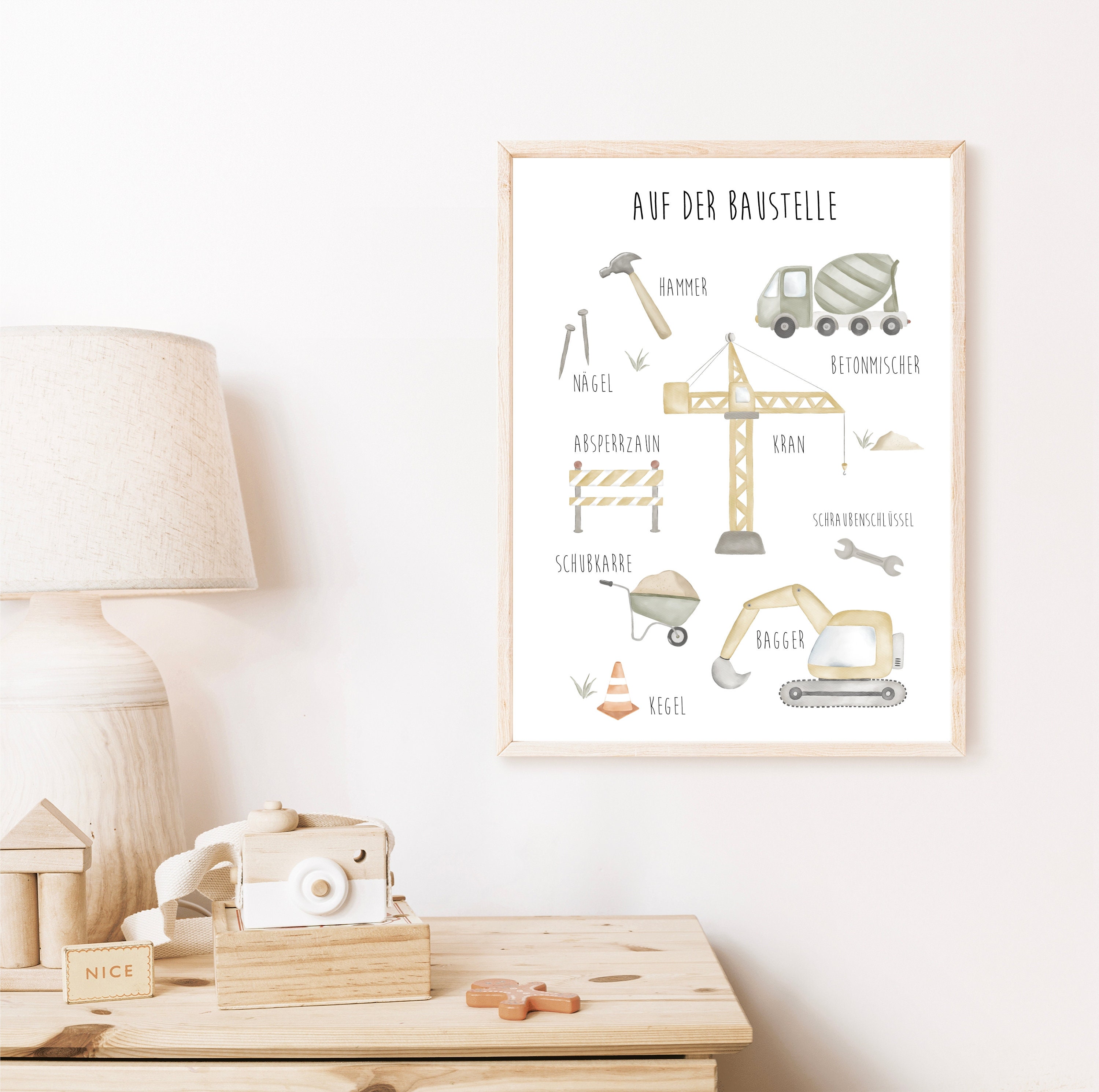 Lineo Kinderposter 'Baustelle' – 82x42 Cm, Wandbild Fürs Kinderzimmer