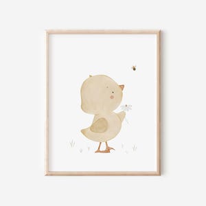 Poster Kinderzimmer Küken mit Blume A4 A3 Kinderposter Poster Kinderzimmer Baby Geschenk Mädchen Geschenk Junge Poster Kinder Tierposter