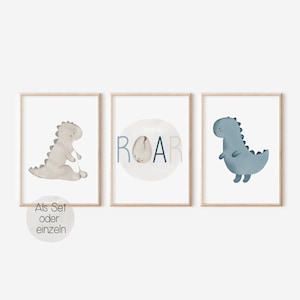 Dinosaurier Poster Set Kinderzimmer A4 A3 Kinderposter Wandbild Poster Baby Geschenk Junge Poster Kinder Dinobild Deko Babyzimmer Dino