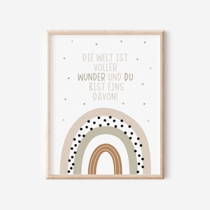 Poster Spruch Kinderzimmer DIN A4 A3 Regenbogen Wandbild für Kinder Geschenkidee für Jungs und Mädchen Geschenk Taufe Geburt