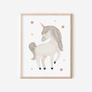 Poster Einhorn Kinderzimmer DIN A4 A3 Wandbild Kinderposter Wanddeko Mädchenzimmer Geschenk für Mädchen Geschenk zur Geburt Taufe