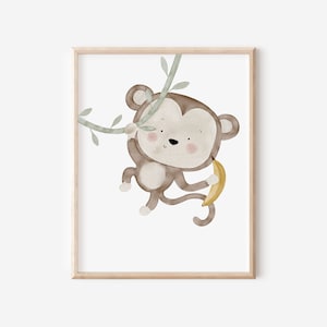 Poster Affe A4 & A3 Kinderposter Poster Kinderzimmer Poster Baby Geschenk Mädchen Geschenk Junge Poster Kinder Tierposter Wandbilder Deko