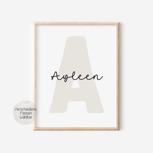 Buchstabenposter personalisiert mit Namen A4 A3 Namensposter Geburtsposter Poster Kinderposter Geschenk Geburt für Jungen und Mädchen