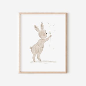 Poster Hase mit Pusteblume Poster Kinderzimmer A4 A3 Tierposter Hasenposter Geschenk Geburt Taufe Geschenke für Kinder
