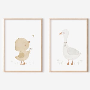 Posterset DIN A4 A3 Küken und Ganz Tierposter Kinderzimmer Kinderposter Geschenk Geburt Taufe Geschenk für Jungen und Mädchen