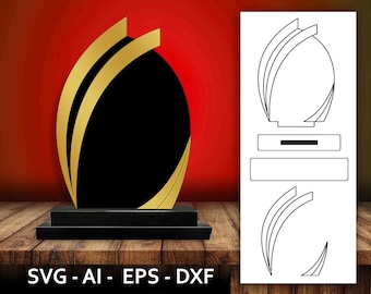 Award Trophy Laser Cut, Award Trophy SVG, trofeos cort laser, award gift, memento trophy, award shield design, Trophy Plaque, wooden trophy.
