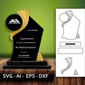 Laser Cut Award Trophy SVG: Acrylic & Wood Template (Digital Download)
