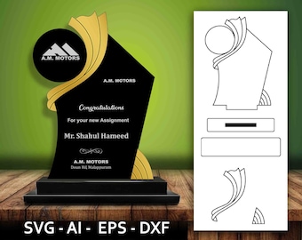 Acrylic Award, Trophy Laser Cut, Award Trophy SVG, wood laser cut award, award gift, Trophy Plaques, wooden shield trophy, instant download