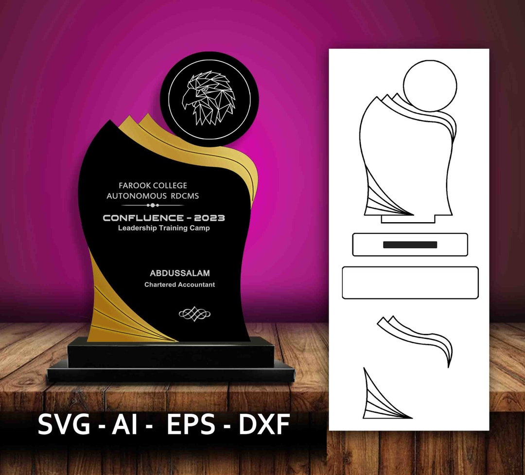 Classic Award Trophy, Award Trophy SVG, Wood Laser Cut Award, Award