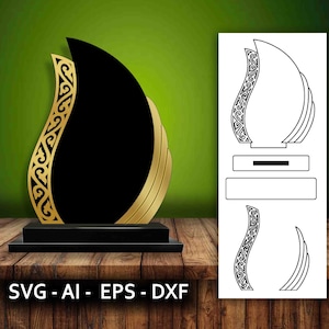 Auszeichnung Trophäe Laser Cut Files, Holz Auszeichnung SVG, Vektordateien für das Laserschneiden, Auszeichnung schild svg, Memento Award svg, sofort-Download.