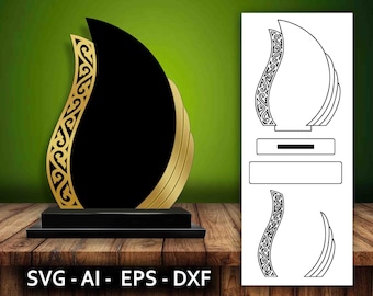 Award Trophy Laser Cut Files, Wood Award Svg Files, Vector Files For Laser Cutting, award shield svg, memento Award svg, instant download.