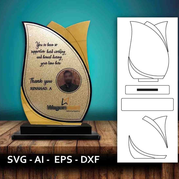 Award Trophy Laser Cut, Award Trophy SVG, wood cnc cut award, award gift, memento trophy, award shield design, Trophy Plaque, wooden trophy.