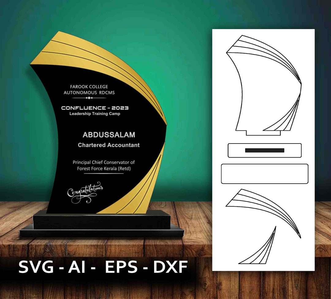 Award Trophy Laser Cut, Award Trophy SVG, Wood Cut Award, Award Gift