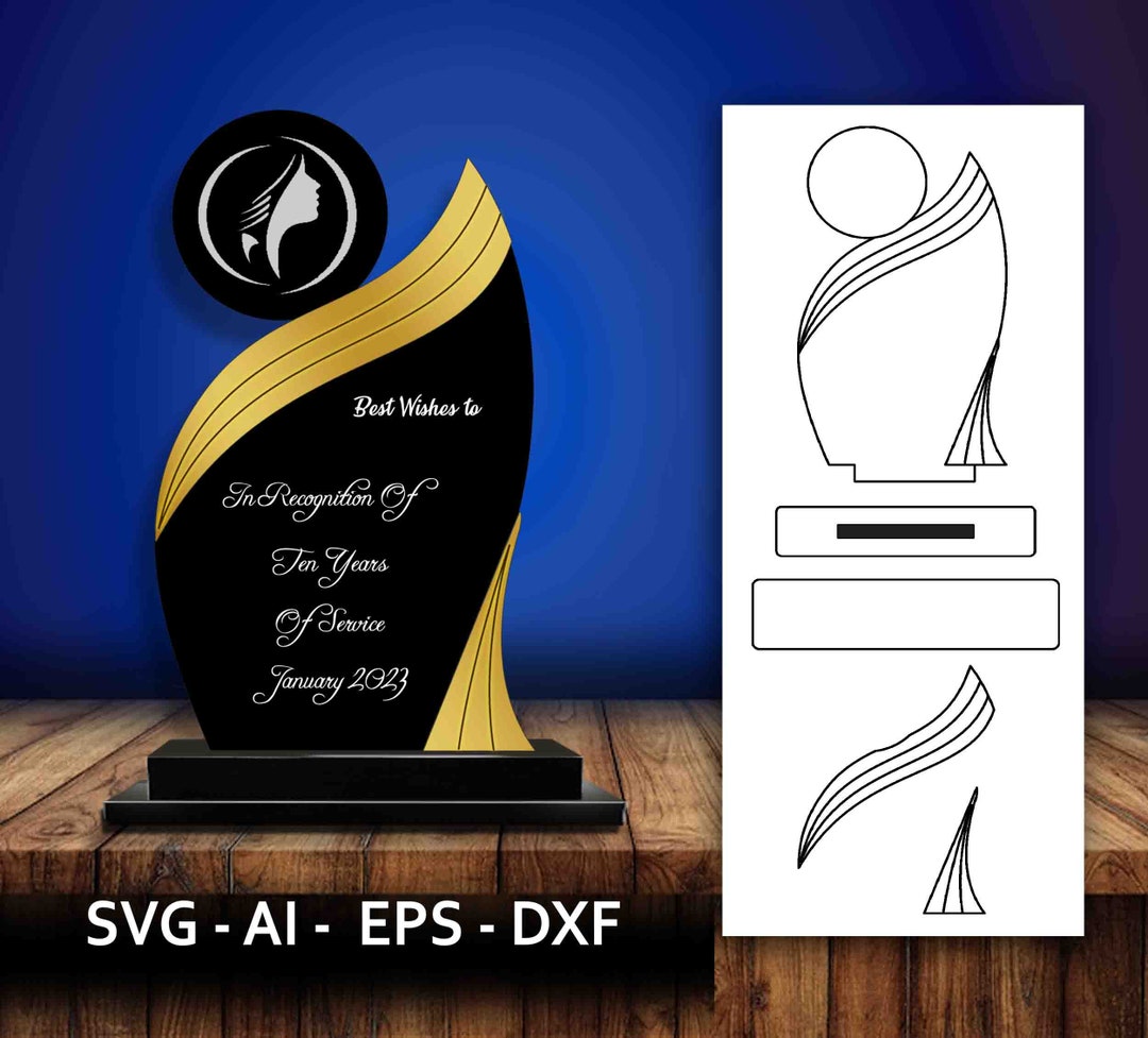 Acrylic Award Laser Cut, Award Trophy SVG, Wood Cut Award, Award Gift