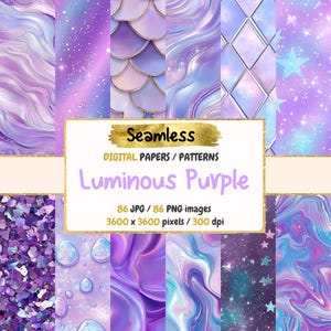 Carta digitale senza soluzione di continuità viola luminosa - Texture viola, sfondi eleganti, carta per album stampabile, download immediato, uso commerciale