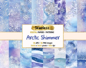 Arctic Shimmer Digital Paper: Icy Winter Textures (Commercial Use) (Instant Download)