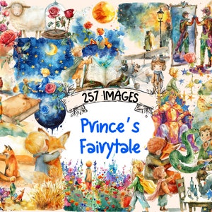 Prince's Fairytale Watercolor Clipart Bundle - 257 PNG Enchanting Book Images, Storybook Graphics, Instant Digital Download, Commercial Use