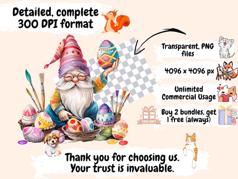 Easter Gnomes Watercolor Clipart Bundle: 355 PNG Images (digital ...