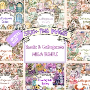 Rustic & Cottagecore MEGA Clipart Bundle - 5700+ PNG Floral Cozy Farmhouse Graphics, Instant Digital Download, Commercial License Included