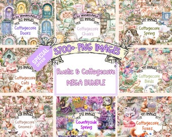 Rustic Cottagecore Clipart Bundle: 5700+ Floral PNG Graphics (Digital Download)