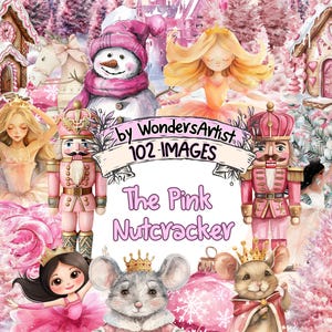 The Pink Nutcracker Watercolor Clipart Bundle - 102 PNG Christmas Images, Festive Holiday Graphics, Instant Digital Download, Commercial Use