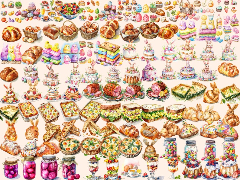 Easter Food Clipart Bundle: 444 PNG Images (commercial Use) (digital ...