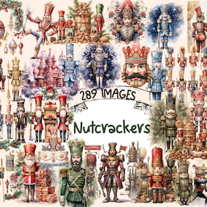 Nutcrackers Watercolor Clipart Bundle - 289 PNG Christmas Nutcracker Images,Festive Holiday Graphics,Instant Digital Download,Commercial Use