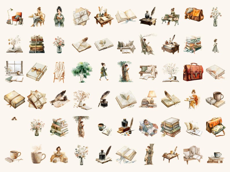 Poetcore Girls Watercolor Clipart