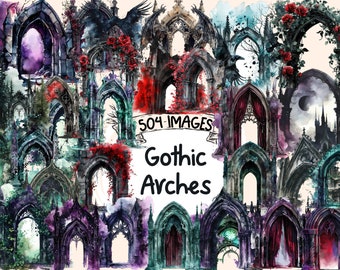 Gothic Arches Clipart: Elegant Architecture, Dark Graphics (504 PNG Images) (Digital Download)