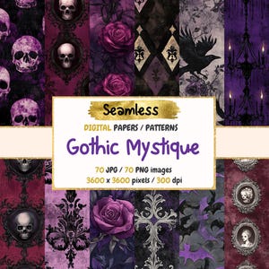 Gothic Mystique Seamless Digital Paper - Enigmatic Dark Textures, Goth Backgrounds,Printable Scrapbook Paper,Instant Download,Commercial Use