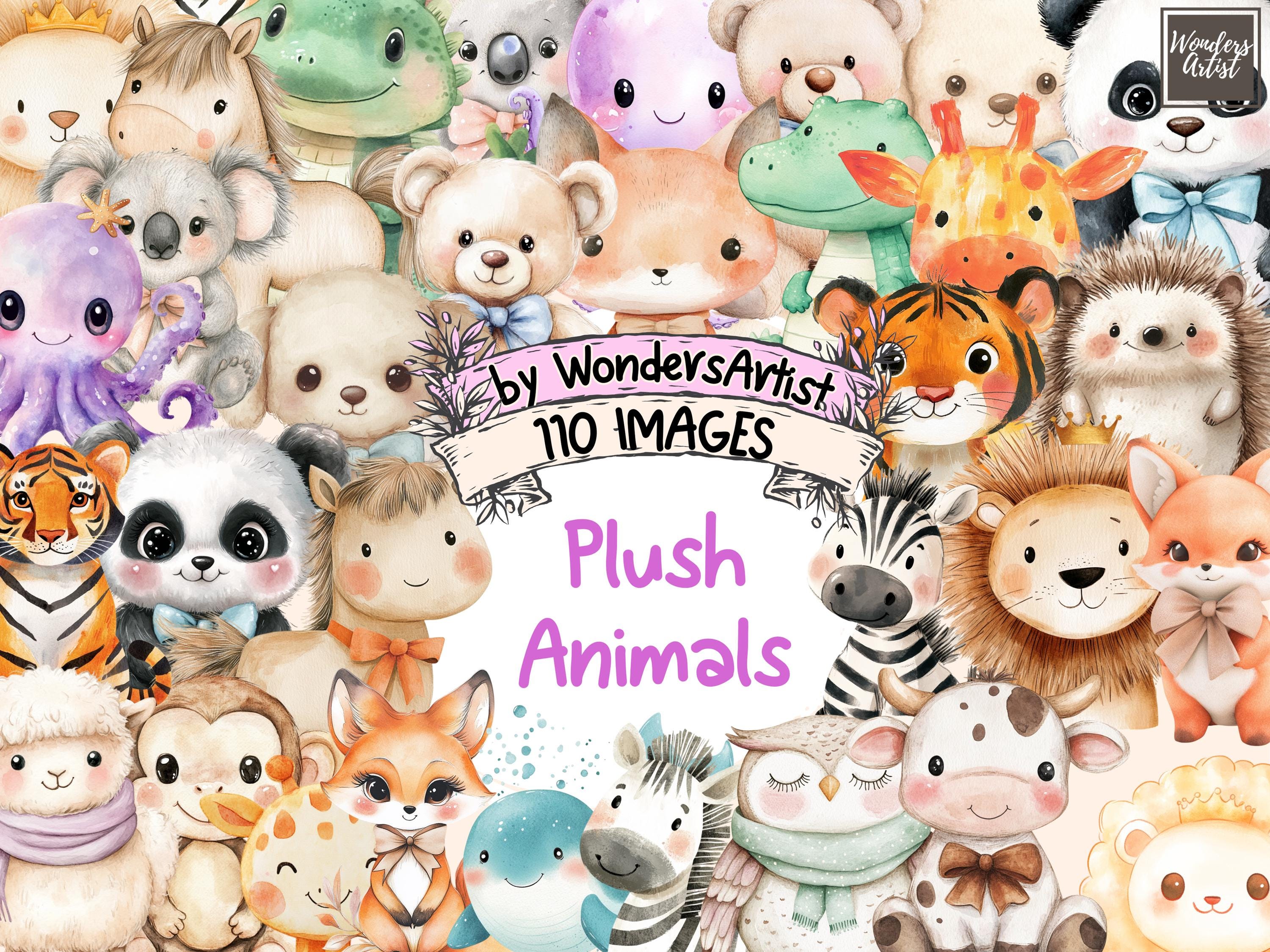 Watercolor Plush Animal Clipart Bundle: 110 Toy Illustrations ...