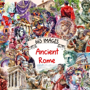 Ancient Rome Watercolor Clipart Bundle - 665 PNG Roman Empire Images, Historical Roman Graphics, Instant Digital Download, Commercial Use