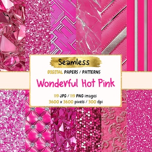 Hot Pink Digital Paper: Seamless Vibrant Textures (Commercial Use)