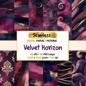 Velvet Horizon Digital Paper: Luxe Gradient Textures (Seamless, Commercial Use)