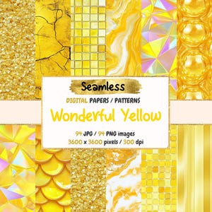 Wonderful Yellow #1 Seamless Digital Paper - Bright Yellow Textures Backgrounds, Printable Scrapbook Paper, Instant Download, Commercial Use