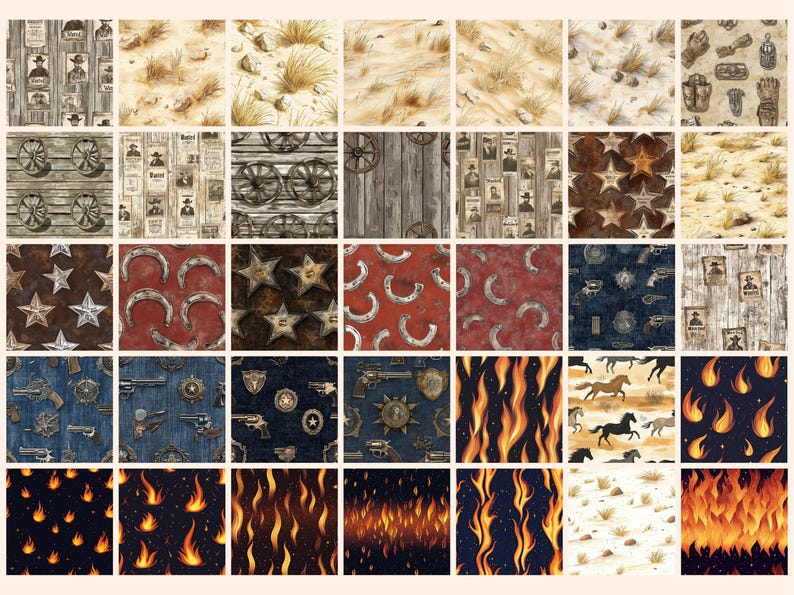 Rustic Western Patterns Cowboy Digital Paper: Rustic Western Patterns (commercial Use) - Etsy