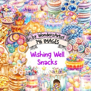 Wishing Well Snacks Watercolor Clipart Bundle - 146 PNG Snack Images, Sweet Food Treats Illustrations, Instant Download, Commercial Use