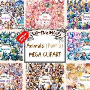 Animals Mega Clipart Bundle (P3) - 2500+ PNG Cute Animal Images, Adorable Graphics, Instant Digital Download, Commercial License Included