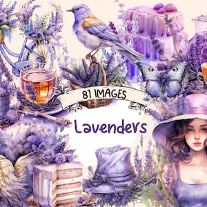 Lavenders Watercolor Clipart Bundle - 81 PNG Images of Serene Summer Lavender Bliss Delights, PNG, Instant Digital Download, Commercial Use