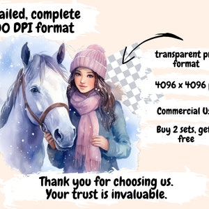 Christmas Horses Watercolor Clipart Bundle: 572 PNG Images (digital ...