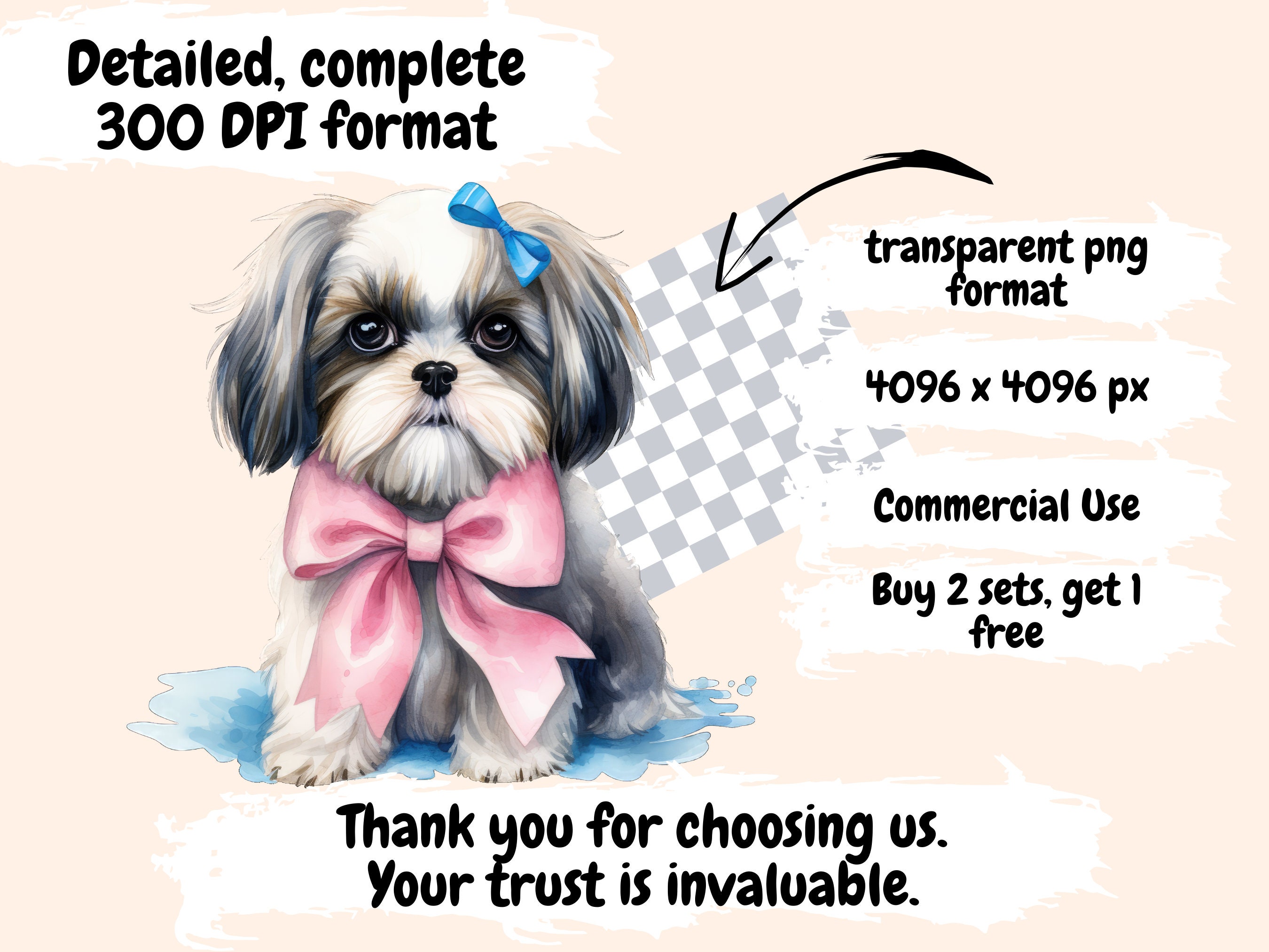 Shih Tzu Watercolor Clipart Bundle – 370+ Dog PNG Images (digital ...